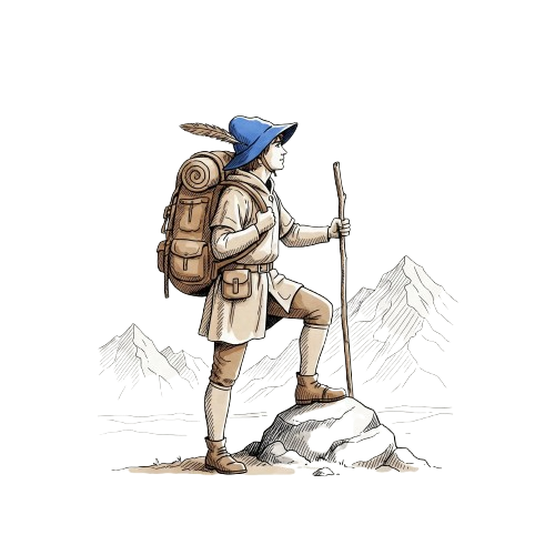 The Journeyman - Medieval figure in mountains